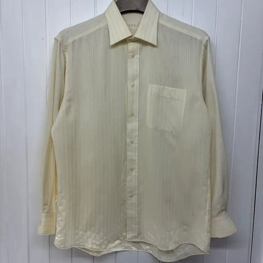 [BUNJANG] VACCI Light Yellow Patterned Shirt Men's Size 100 / VACCI 바씨 연노랑 셔츠 남성100 ㅡ0706