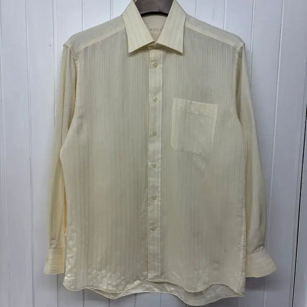 [BUNJANG] VACCI Light Yellow Patterned Shirt Men's Size 100 / VACCI 바씨 연노랑 셔츠 남성100 ㅡ0706