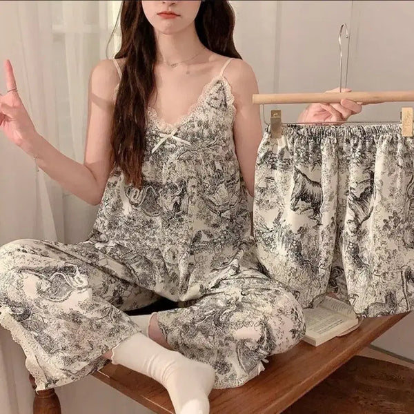 [BUNJANG] 3-Piece Pajama Set (Shorts, Tank Top, Long Pants) / 3종잠옷~반바지.나시.긴바지