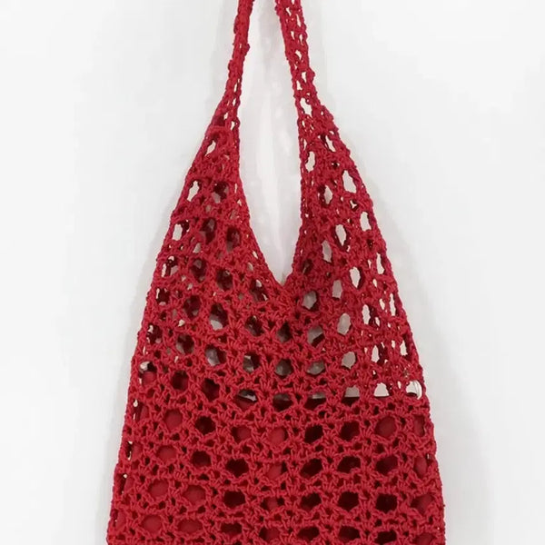 [BUNJANG] Net Bag Shoulder Bag (Red) / 네트백 그물 망사 뜨개 여름 휴가 휴양지 숄더백 가방 (레드)