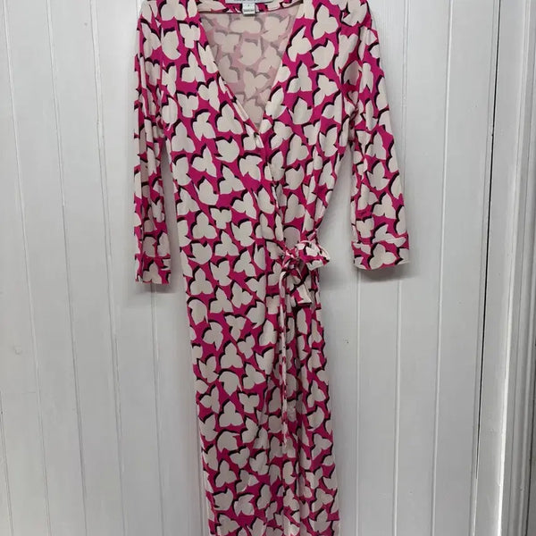 [BUNJANG] Diane von Fürstenberg Pink Pattern Wrap Dress Size 4 (55-66) / 다이앤본퍼스텐버그 핑크 패턴 랩 원피스 여성4(55-66) ㅡ0706