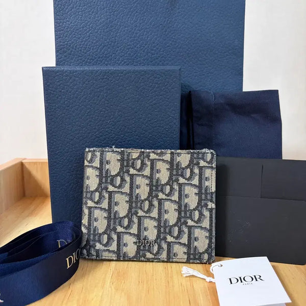 [BUNJANG] Dior Compact Wallet Beige & Black Dior Oblique Card Holder / [S+급/풀구성] 디올 컴팩트 오블리크 지갑