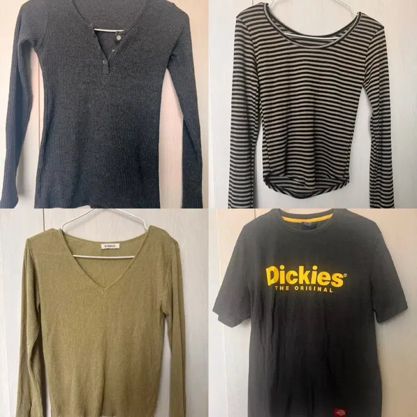 [BUNJANG] Dickies Short Sleeve T-Shirt, Long Sleeve Knit Top, V-Neck Knit, Striped Long Sleeve Top / 디키즈 반팔 티셔츠 긴팔  니트