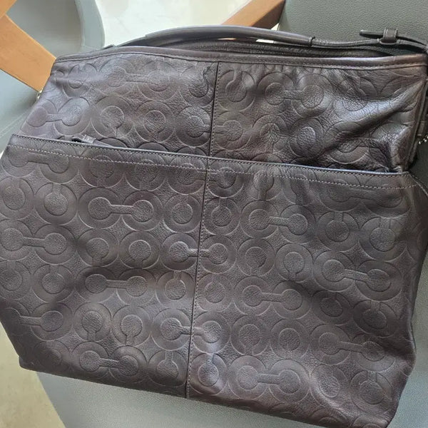 [BUNJANG] Coach Leather Shoulder Bag Dark Brown / 코치 가죽 숄더백 다크브라운