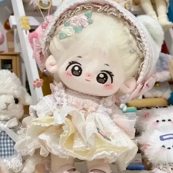 [BUNJANG] 20cm Doll Clothes Lace Bonnet Dress Set / 20cm 인형옷 솜인형옷 레이스 보닛 원피스