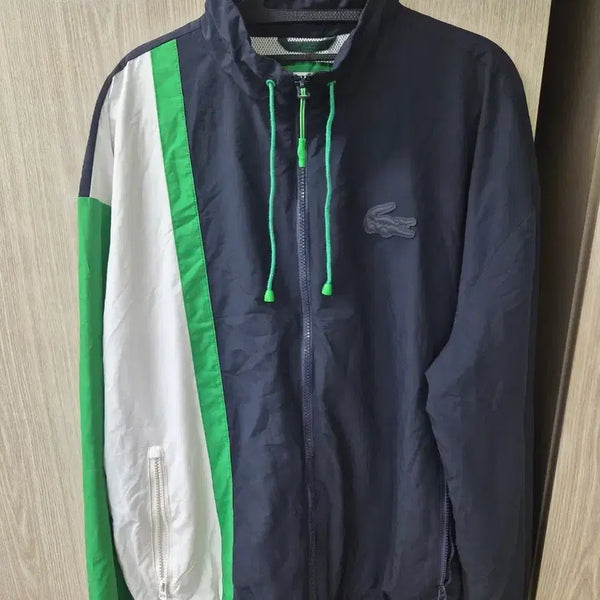 [BUNJANG] Lacoste Zip-Up Jacket Navy White Green / 라코스테 집업 자켓 네이비 화이트 그린