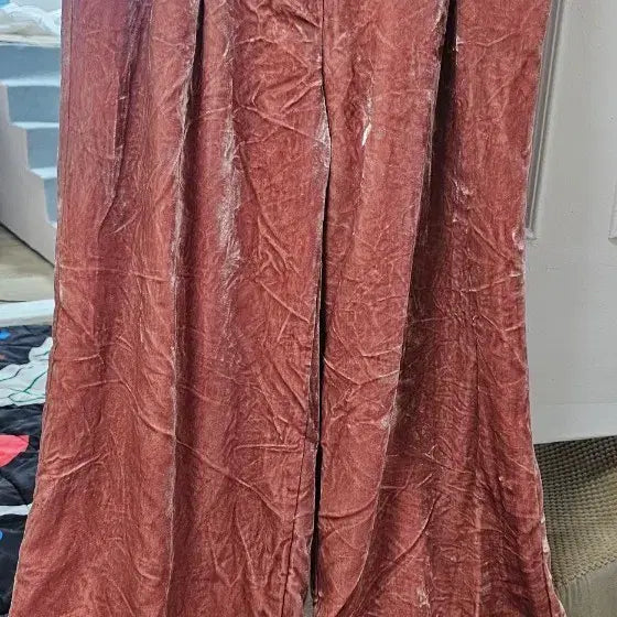 [BUNJANG] Velvet Wide Pants Pink / 벨벳 와이드 팬츠 핑크