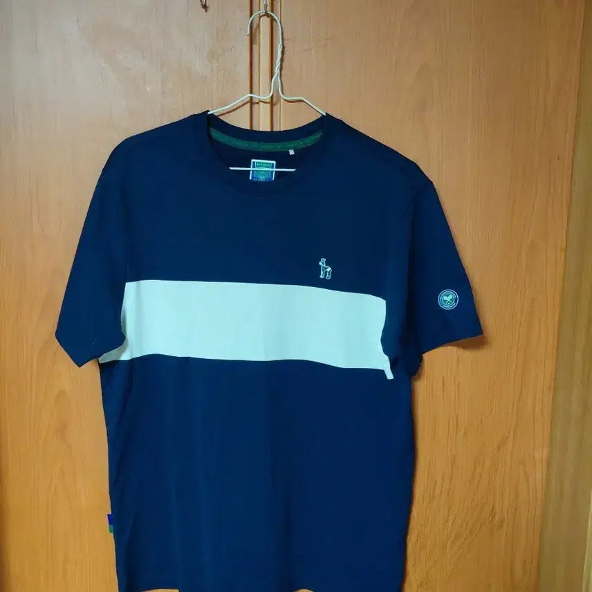 [BUNJANG] Hazzys Navy & White Color Block Short Sleeve T-shirt / 헤지스 네이비 화이트 배색95