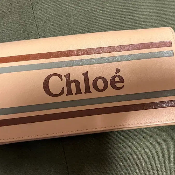 [BUNJANG] Chloe Vick Logo Stripe Wallet / 끌로에 vick 로고 스트라이프 지갑