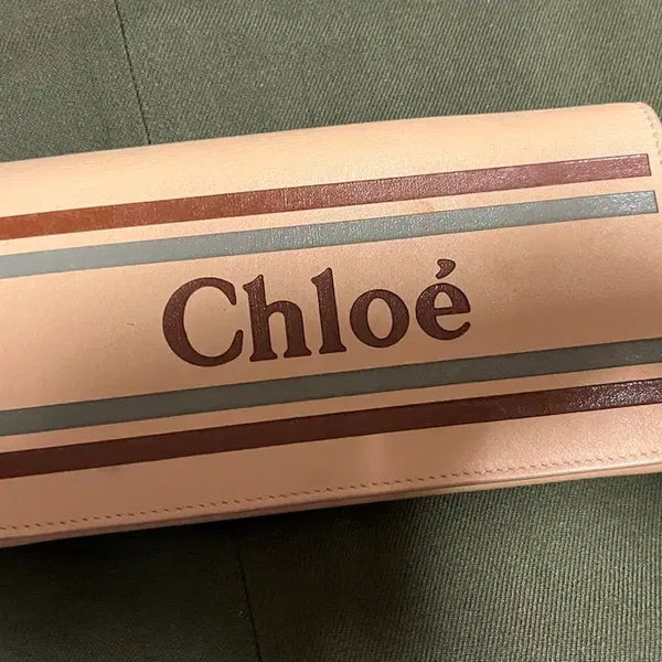 [BUNJANG] Chloe Vick Logo Stripe Wallet / 끌로에 vick 로고 스트라이프 지갑