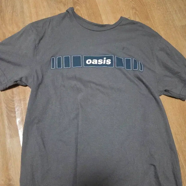 [BUNJANG] Oasis Logo Short Sleeve T-Shirt - Grey / 오아시스 반팔 티셔츠 그레이