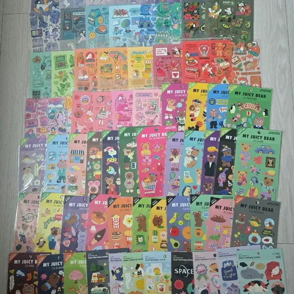 [BUNJANG] Artdium, Juicy Bear, Iconic, Kkuku Sticker, Jelly Bear, Dash & Dot Sticker Bundle Set (137 pcs) / 아르디움,쥬시베어,아이코닉,꾸꾸스티커,젤리베어,대시앤도트13장일괄처분중