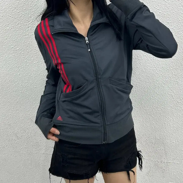 [BUNJANG] Adidas Deep Pink Frontline Charcoal Zip-up L / 아디다스 딥핑크 프론트라인 차콜 집업 L