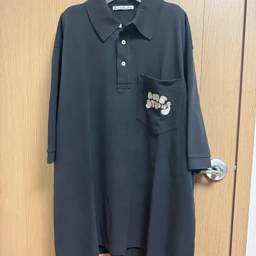 [BUNJANG] Acne Studios Bubble Logo Polo T-Shirt / 아크네 스튜디오 버블 로고 폴로 티셔츠 카라티 그레이 블랙