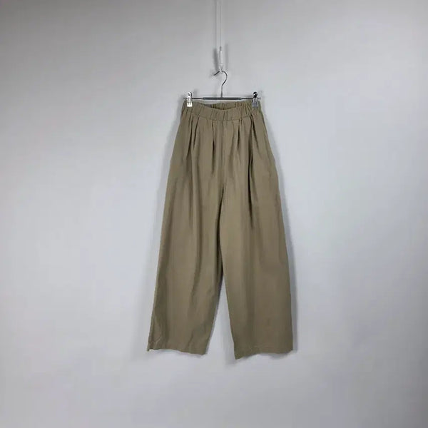 [BUNJANG] Women's Khaki One-Tuck Wide Banding Pants / 카키 원턱 와이드 밴딩 팬츠 여 프리사이즈 20260706