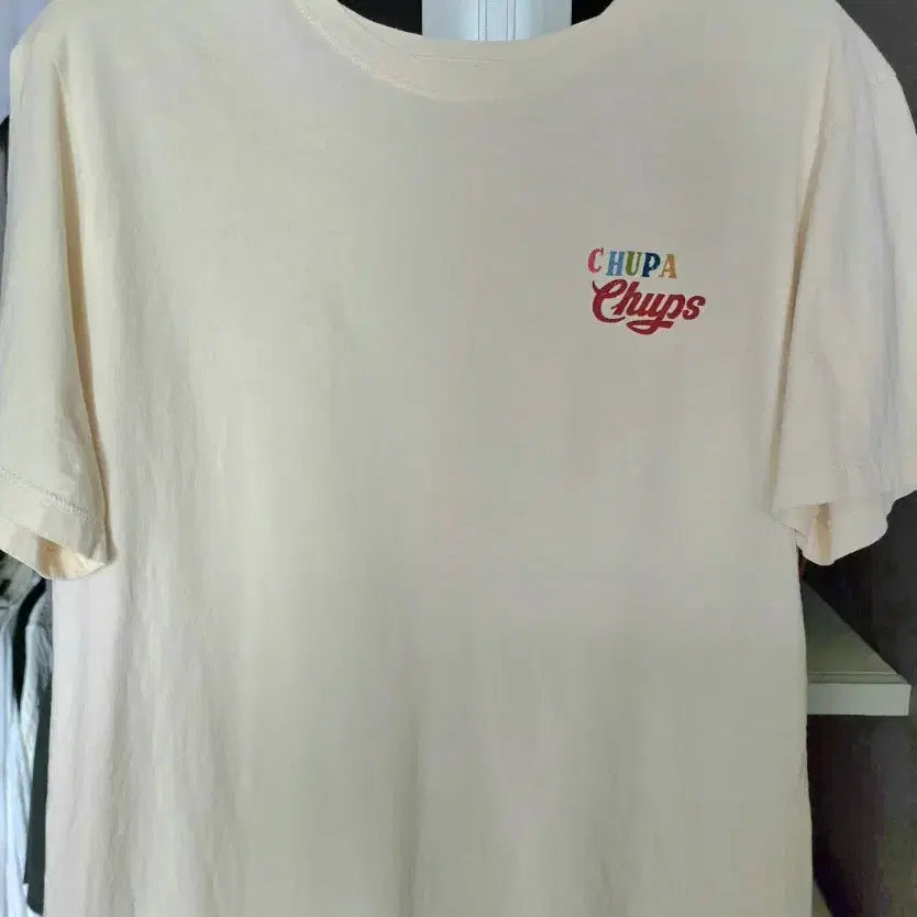 [BUNJANG] TOPTEN Chupa Chups Logo Back Print T-Shirt Cream Ivory / 탑텐 반팔티 츄파춥스로고 뒷면프린팅 크림아이보리