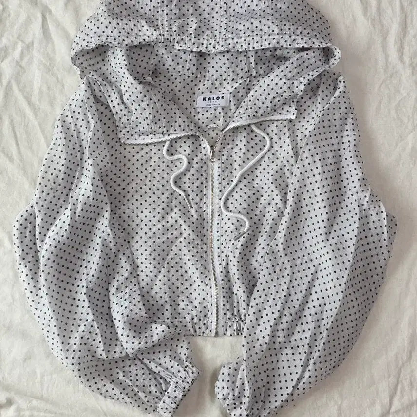 [BUNJANG] Summer Dot Crop Hoodie Zip-up / 썸머 도트 크롭 후드 집업