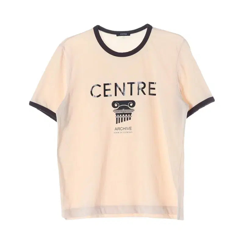 [BUNJANG] System Women Cotton Poly Ringer Short Sleeve T-Shirt / 시스템 (WOMEN - F) 코튼 폴리 링거 반팔 티셔츠