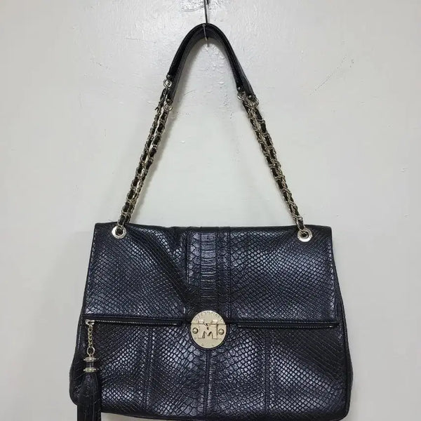 [BUNJANG] Metrociti Black Python Pattern Chain Shoulder Bag / 메트로시티블랙 뱀피 무늬 체인 숄더백.260703