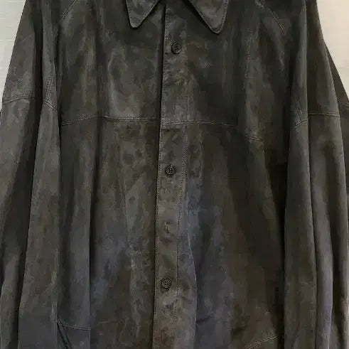 [BUNJANG] Dark Grey Suede Lambskin Shirt / 스웨이드 셔츠 다크그레이양가죽