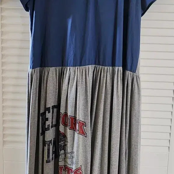 [BUNJANG] New York Giants Printing Short Sleeve Long Dress / (새상품) 자이언츠 프린팅 반팔 원피스