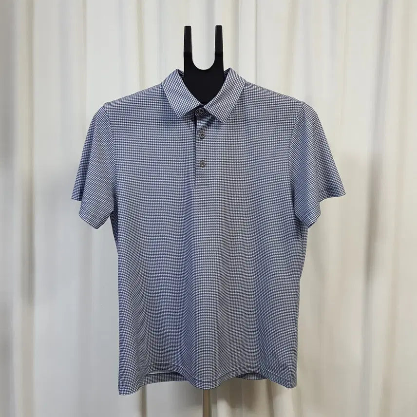 [BUNJANG] Daks Golf Men's Functional Check Collar Short Sleeve T-Shirt Size 100 / 닥스 골프 남성 기능성 체크 카라 반팔 티셔츠 100 오일장 0331