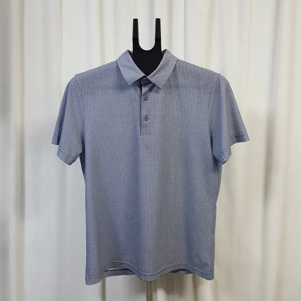 [BUNJANG] Daks Golf Men's Functional Check Collar Short Sleeve T-Shirt Size 100 / 닥스 골프 남성 기능성 체크 카라 반팔 티셔츠 100 오일장 0331