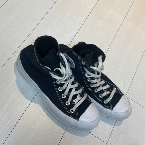 [BUNJANG] Converse Chuck Taylor All Star High Top Platform Sneakers (US Women's 7 / US Men's 6) Black / 컨버스 하이탑 블랙 운동화 키높이 250