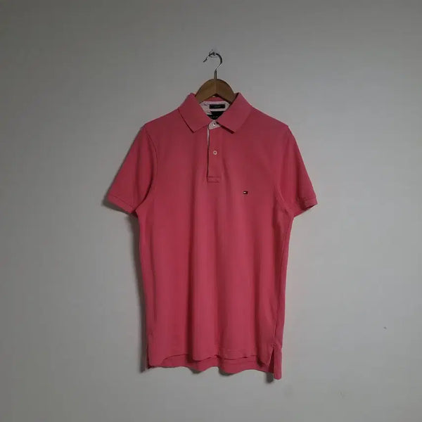 [BUNJANG] Tommy Hilfiger Pink Short Sleeve Polo Shirt - Size S / (S) TOMMY 타미힐피거 핑크 반팔 카라티