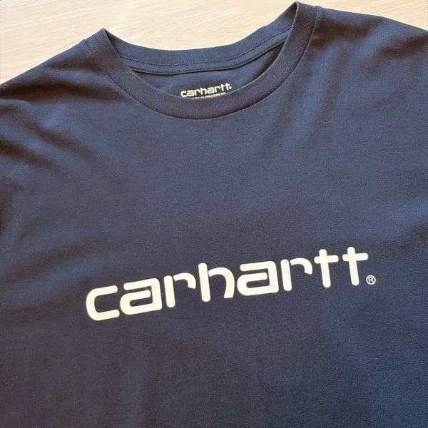 [BUNJANG] Carhartt WIP Script Logo Short Sleeve T-Shirt Navy / 칼하트 wip 스크립트 로고 반팔티 네이비