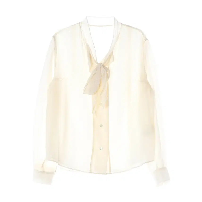 [BUNJANG] Mine 24SS Silk Blend Tie Ribbon Blouse / 마인 24SS 실크 혼방 타이 리본 블라우스