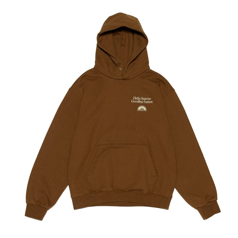 [BUNJANG] Hello Sunrise Classic Typo Logo Hoodie Brown L / [L] 헬로선라이즈 후드티셔츠 브라운