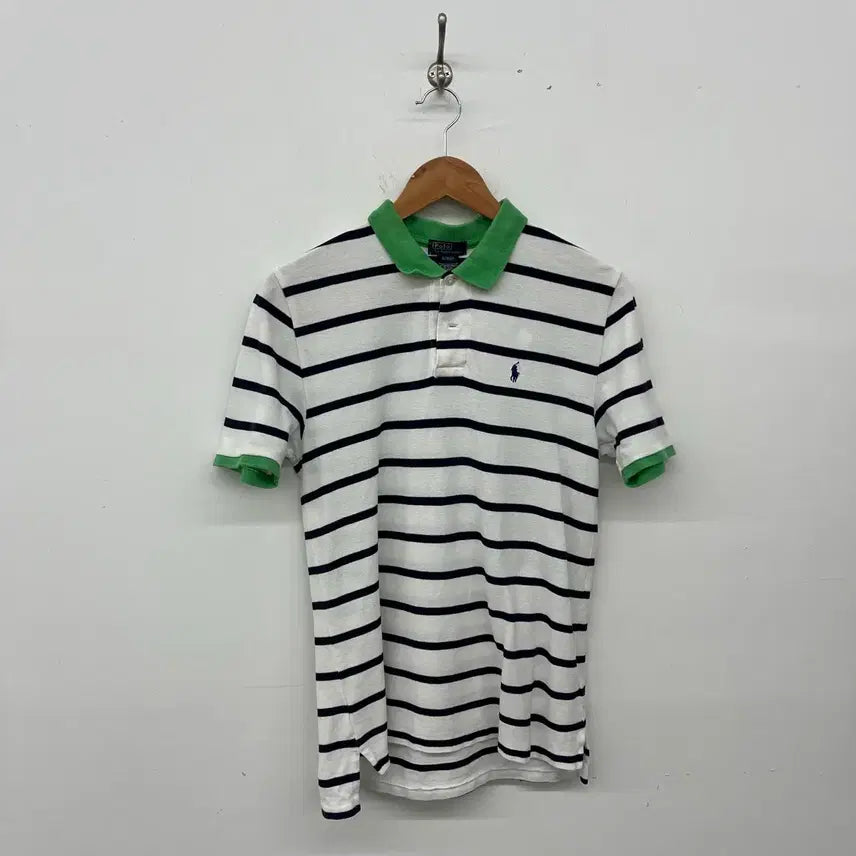 [BUNJANG] Polo Ralph Lauren Vintage Striped Collar T-Shirt Green / 폴로 랄프로렌 빈티지 단가라 카라티 그린 공용S