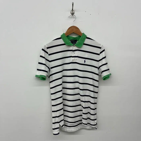 [BUNJANG] Polo Ralph Lauren Vintage Striped Collar T-Shirt Green / 폴로 랄프로렌 빈티지 단가라 카라티 그린 공용S