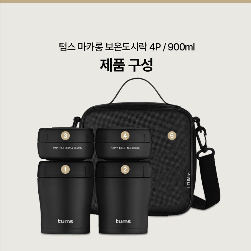 [BUNJANG] TUMS Macaron Insulated Lunch Box Set 4P / TUMS 텀스 보온도시락 세트 4P 피크닉 등산 도시락