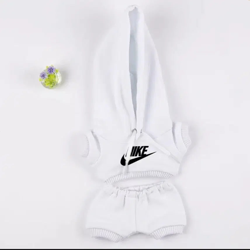 [BUNJANG] 10cm Doll Clothes Sporty White Hoodie and Pants Training Suit Set / 10cm 인형옷 솜인형옷 스포티 흰색 후드 바지 트레이닝복 세트