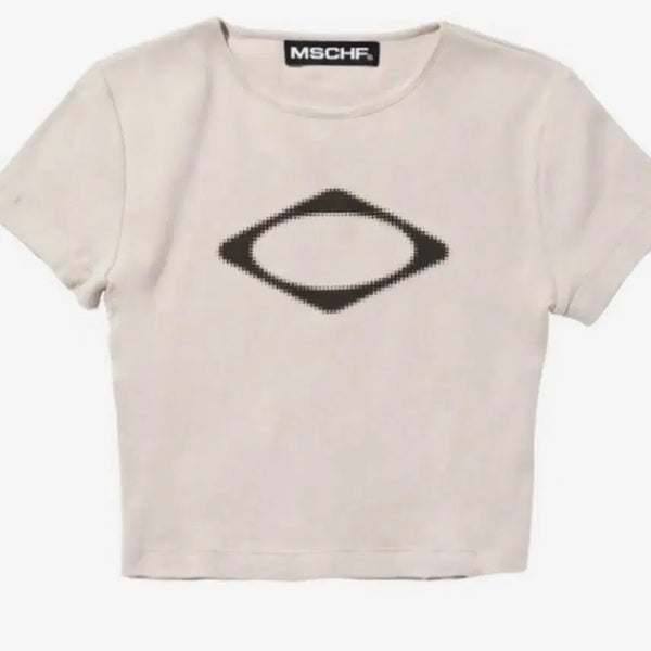 [BUNJANG] Mischief Rhombus Blur Short Sleeve T-Shirt Light Beige S / 미스치프 롬버스 블러 반팔 티셔츠 라이트 베이지 S