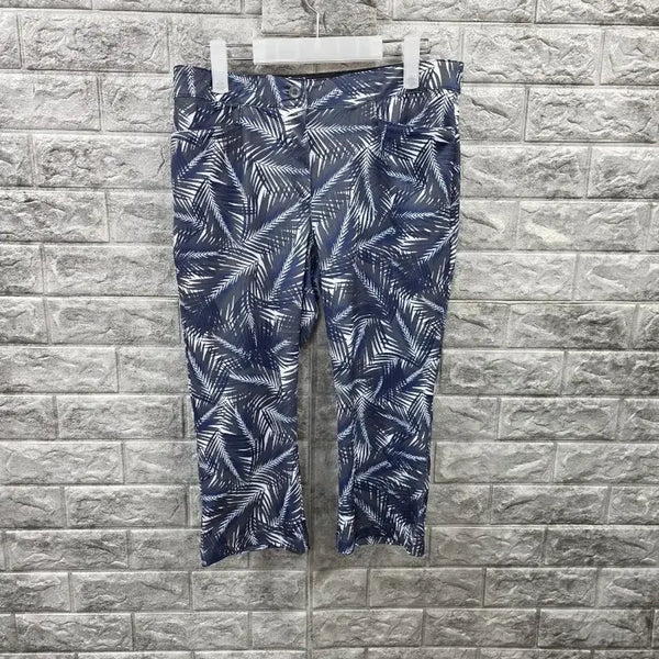 [BUNJANG] Crockdowl Leaf Pattern 7-Length Pants / 크로크다울  7부 바지 나뭇잎 패턴  남자 허리 30인치