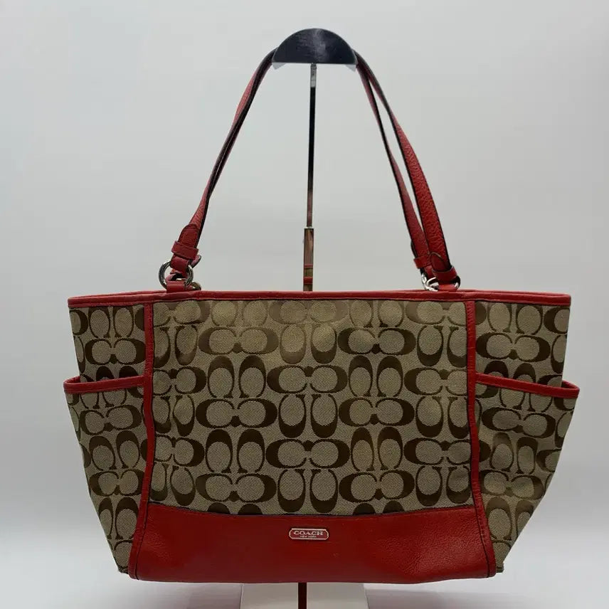 [BUNJANG] Coach Park Signature Carry Tote Bag Red F28728 / 257000354 코치 파크 시그니처 캐리 토트백 레드 F28728