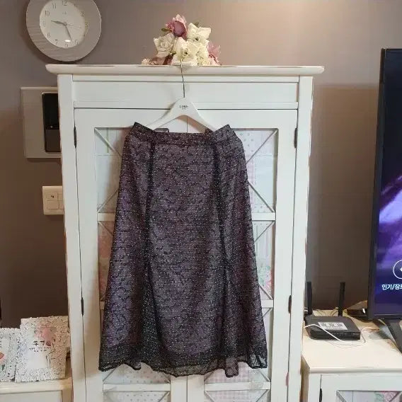 [BUNJANG] It Michaa Patterned Beaded Long Skirt (Size 55) / 잇미샤 롱스커트/55