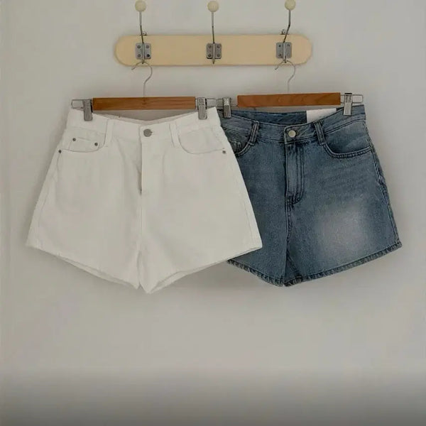 [BUNJANG] White Denim Casual Shorts (Size S) / 데님 / 화이트 후들 숏 반바지 S