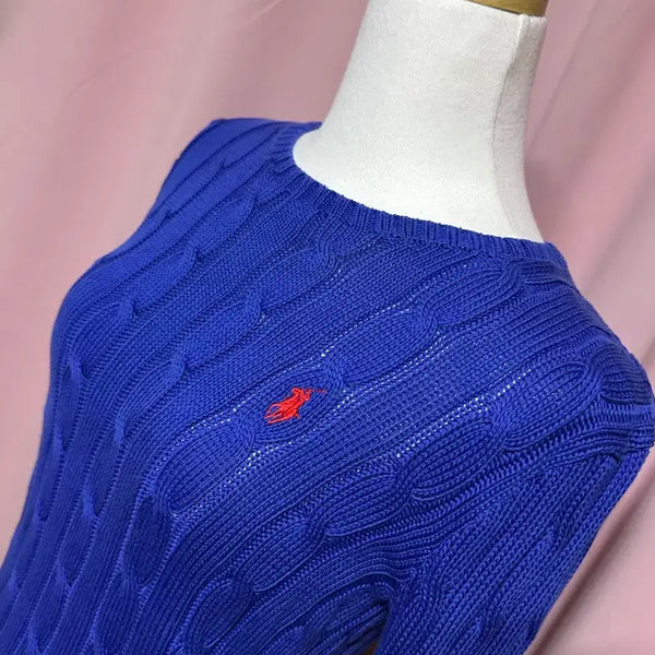 [BUNJANG] Polo Ralph Lauren Blue Cable Knit Women's Sweater XS / 폴로 랄프로렌 니트 폴로랄프로렌 블루 케이블 니트 여성니트 폴로니트