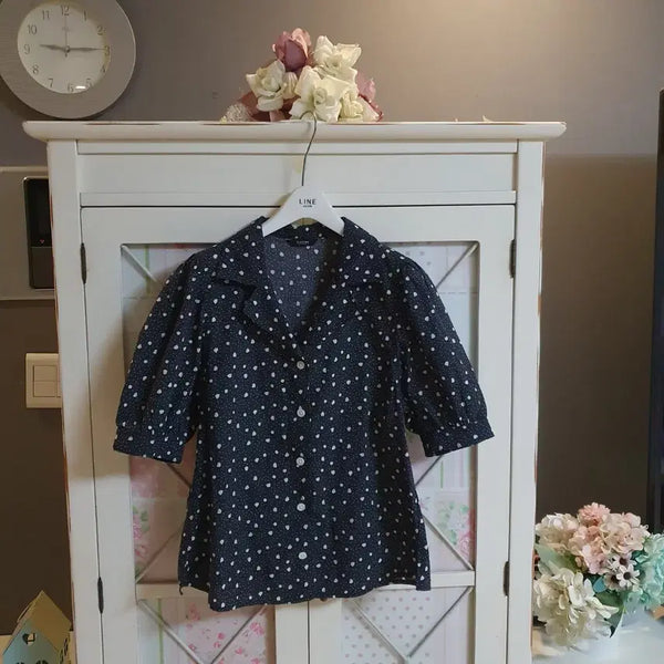 [BUNJANG] Sistina Women's Polka Dot Short Sleeve Blouse / 시스티나 블라우스/55-정66