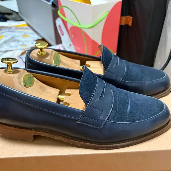 [BUNJANG] Joseph Cheaney Navy Suede & Leather Penny Loafers UK 7.5 / 조셉 치니 (Joseph chaeney)영국 페니로퍼 uk7.5