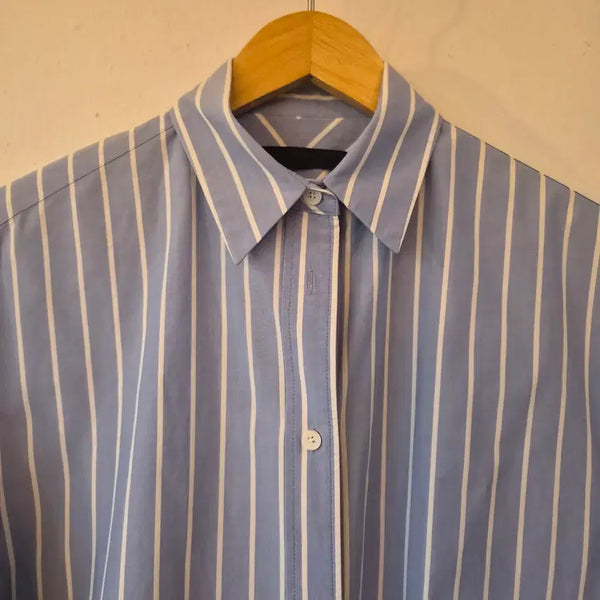 [BUNJANG] Juun.J Women's Asymmetrical Stripe Shirt Blouse / Juun.J 준지 여성 언발란스 스트라이프 셔츠블라우스