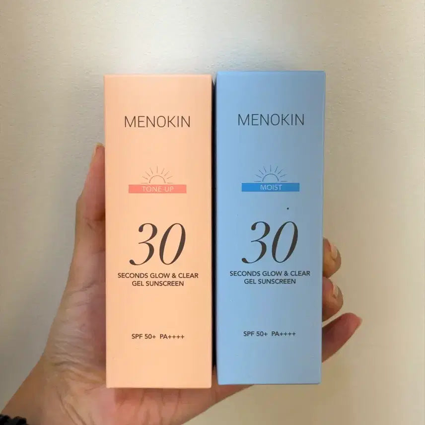 [BUNJANG] Menokin 30 Seconds Glow & Clear Gel Sunscreen Moist / Tone-Up / 메노킨 30세컨즈 글로우앤클리어 젤 선스크린 모이스트/톤업
