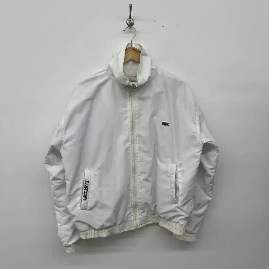 [BUNJANG] Lacoste Vintage White Windbreaker Bomber Jacket Men's XL / 라코스테 빈티지 화이트 바람막이 봄버 자켓 남성XL
