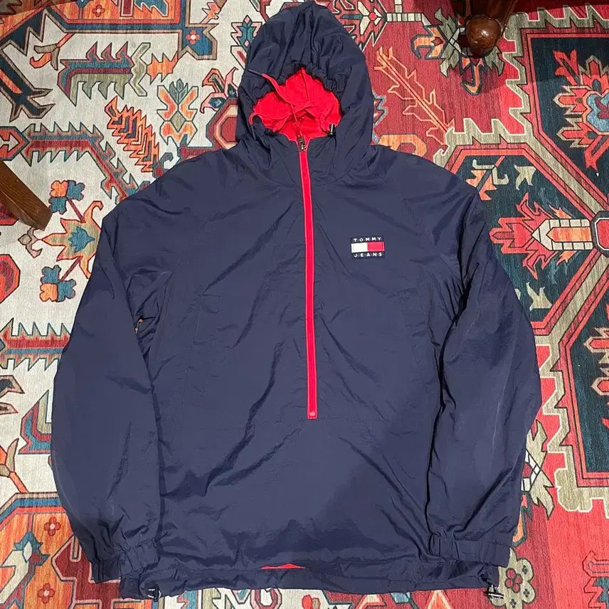 [BUNJANG] Tommy Jeans 90s Original Half Zip Anorak Windbreaker Navy / 타미진스(Tommy Jeans) 90s 오리지널 하프 집업 아노락 윈드브