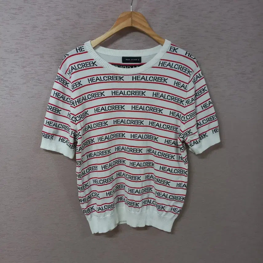 [BUNJANG] Heel Creek Logo Knit Top Women's / B7-6/힐크릭 로고무늬 니트티 여성
