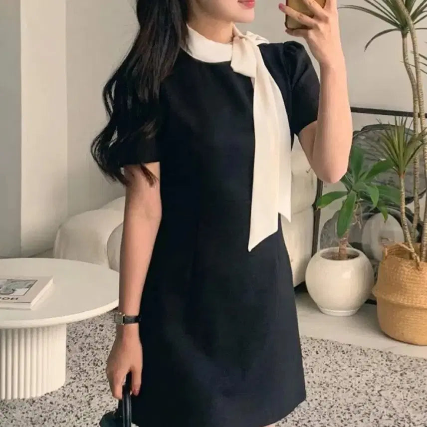 [BUNJANG] Black Ribbon Dress / 블랙 리본 원피스 데이트룩 하객원피스 정장원피흐